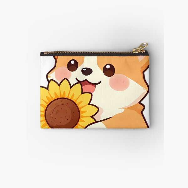 Item preview, Cute Corgi Puppy with Giant Sunflower Blossom designed and sold by pumsquare.
