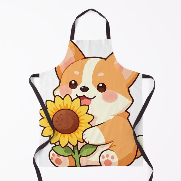 Item preview, Cute Corgi Puppy with Giant Sunflower Blossom designed and sold by pumsquare.