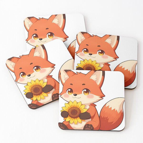Item preview, Cute Red Fox Hugging Golden Sunflower designed and sold by pumsquare.