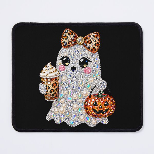 Item preview, Glam Rhinestone Ghost Leopard Bow Halloween Coffee Lover designed and sold by khdmalakarak.