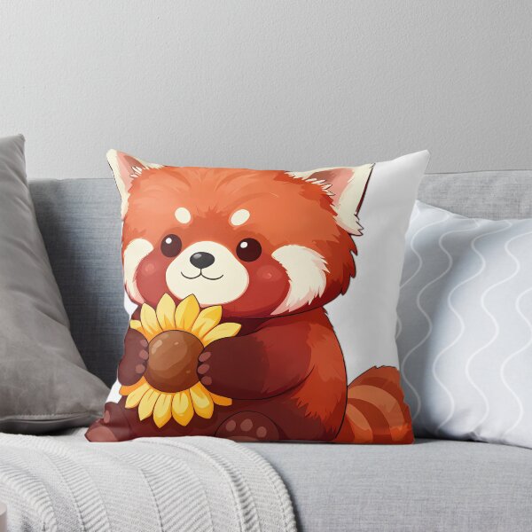 Item preview, Cute Red Panda Hugging Blooming Sunflower designed and sold by pumsquare.