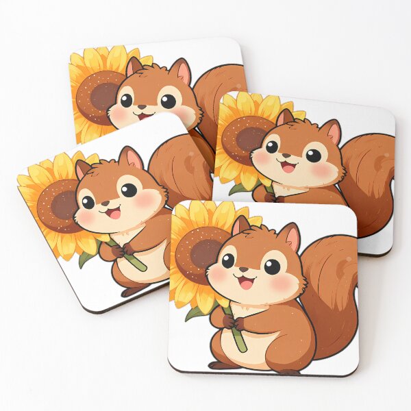 Item preview, Cute Fluffy Squirrel with Sunflower Seed and Flower designed and sold by pumsquare.