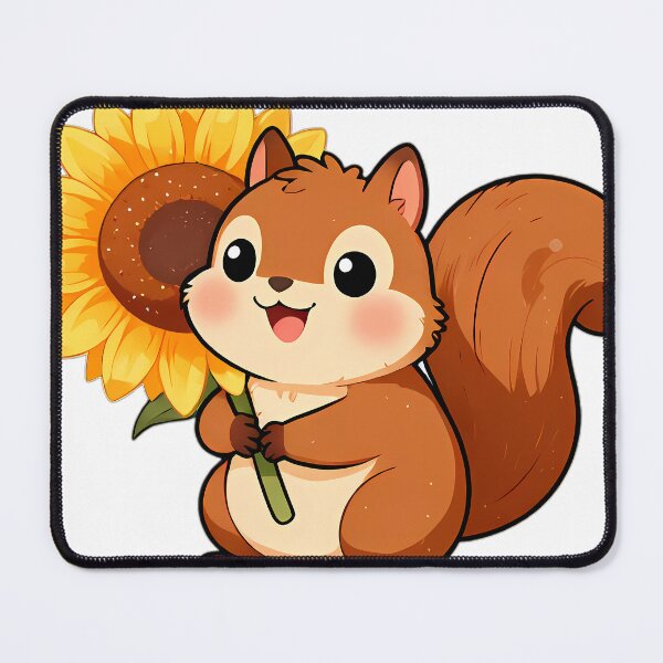 Item preview, Cute Fluffy Squirrel with Sunflower Seed and Flower designed and sold by pumsquare.