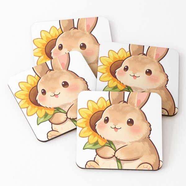 Item preview, Cute Lop-Eared Bunny Hugging Sunflower designed and sold by pumsquare.