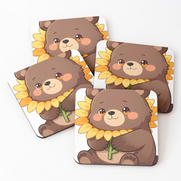 Item preview, Cute Baby Brown Bear Hugging Sunflower designed and sold by pumsquare.