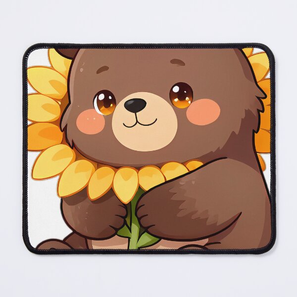 Item preview, Cute Baby Brown Bear Hugging Sunflower designed and sold by pumsquare.