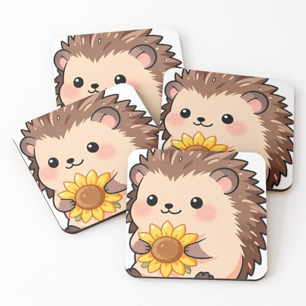 Artikelvorschau, Ein süßer Igel umarmt eine kleine Sonnenblume entworfen und verkauft von pumsquare.