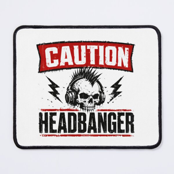 Item preview, Caution Headbanger Metalhead Rock Music Fan designed and sold by HumansStuck12.