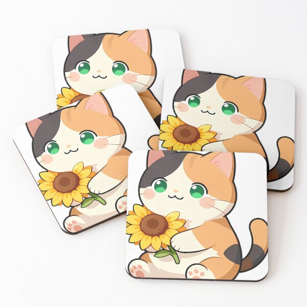 Item preview, Cute Calico Cat Hugging Bright Sunflower designed and sold by pumsquare.