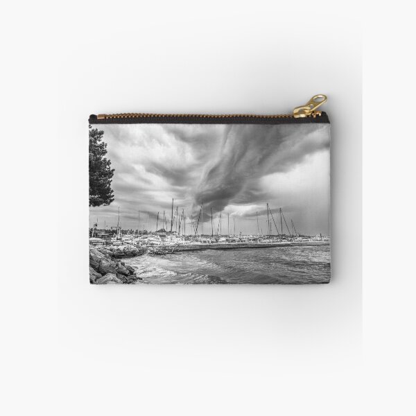 Item preview, Storm clouds over Sheboygan marina black and white designed and sold by TerraMediaLLC.