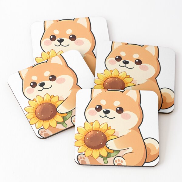 Item preview, Cute Shiba Inu Puppy Hugging Sunflower designed and sold by pumsquare.