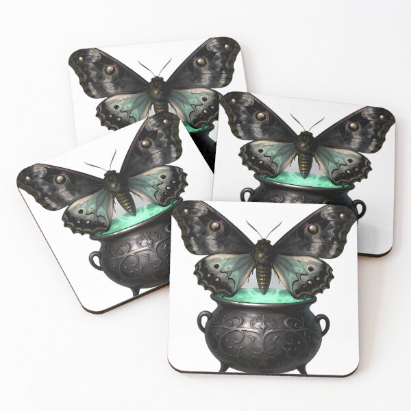 Item preview, Gothic Luna Moth Mint Elixir Cauldron designed and sold by IllumeInk.