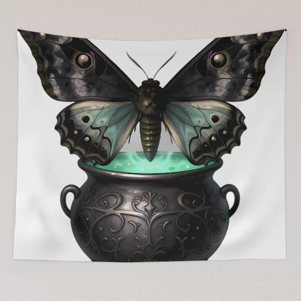 Item preview, Gothic Luna Moth Mint Elixir Cauldron designed and sold by IllumeInk.