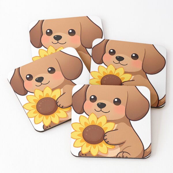 Item preview, Cute Dachshund Puppy Hugging Sunflower designed and sold by pumsquare.