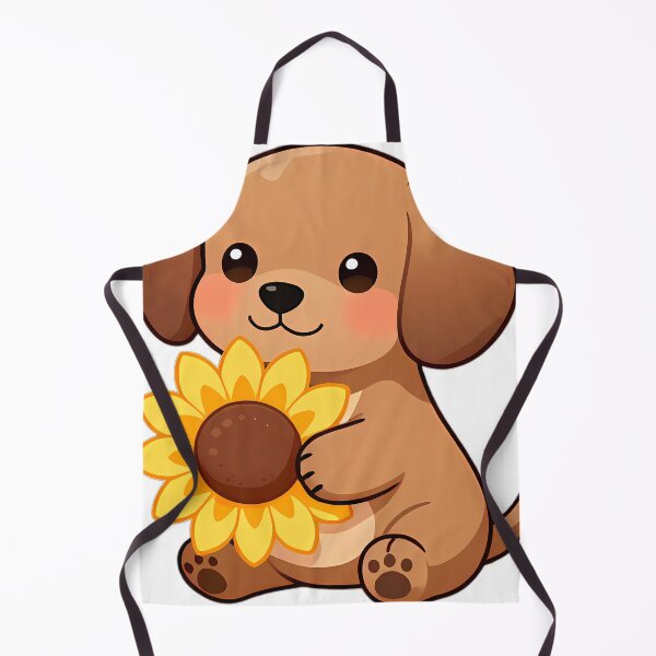 Item preview, Cute Dachshund Puppy Hugging Sunflower designed and sold by pumsquare.