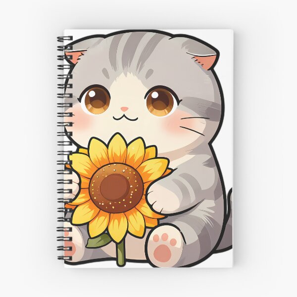 Item preview, Cute Scottish Fold Cat Hugging Sunflower designed and sold by pumsquare.