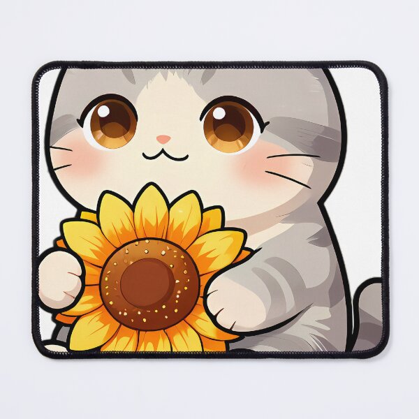 Item preview, Cute Scottish Fold Cat Hugging Sunflower designed and sold by pumsquare.