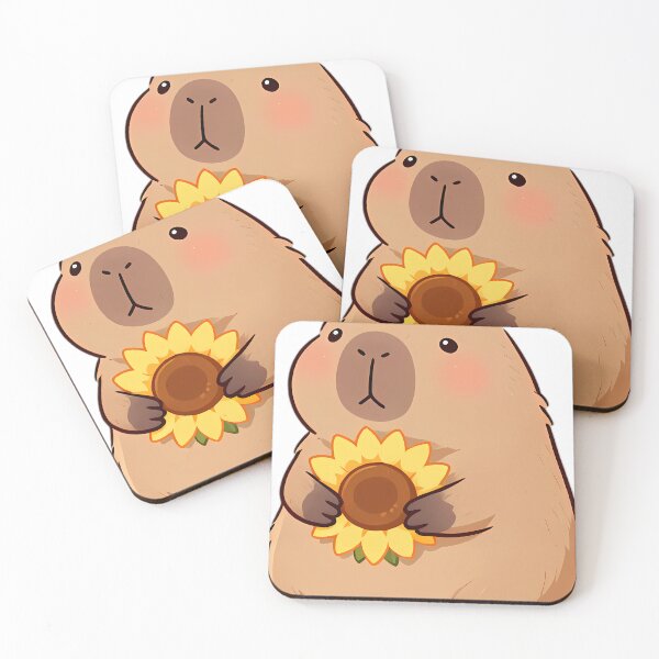 Item preview, Cute Baby Capybara Hugging Sunflower designed and sold by pumsquare.