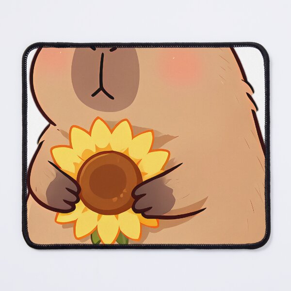 Item preview, Cute Baby Capybara Hugging Sunflower designed and sold by pumsquare.