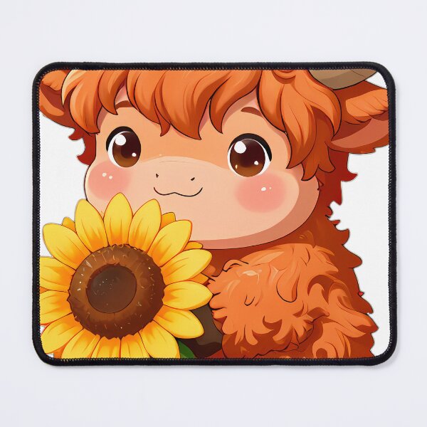 Item preview, Cute Highland Cow Calf Hugging Sunflower designed and sold by pumsquare.
