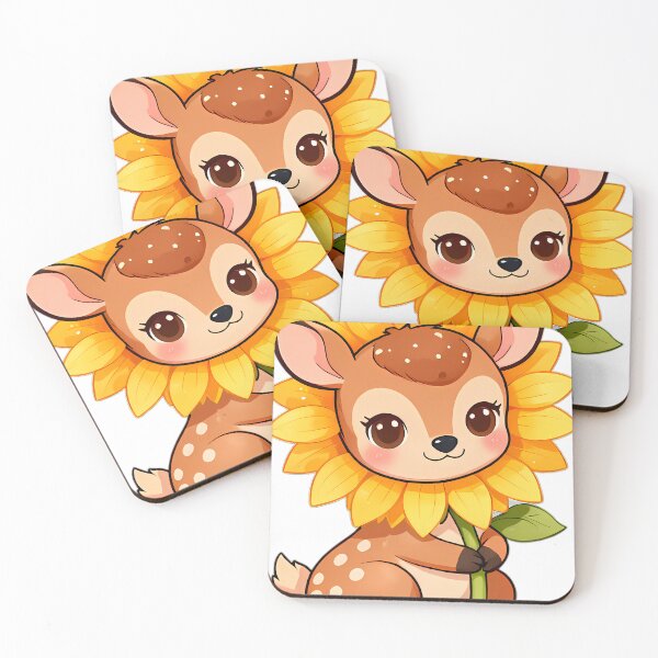 Item preview, Cute Baby Deer Fawn Hugging Sunflower designed and sold by pumsquare.