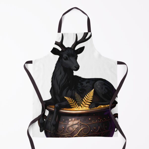 Item preview, Gothic Black Stag Golden Fern Cauldron designed and sold by IllumeInk.
