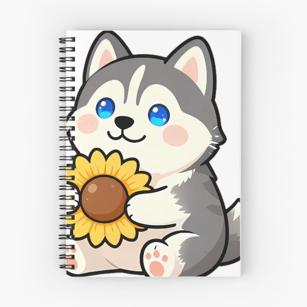 Item preview, Cute Siberian Husky Puppy Hugging Sunflower designed and sold by pumsquare.