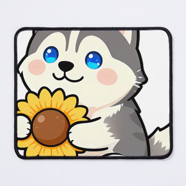 Item preview, Cute Siberian Husky Puppy Hugging Sunflower designed and sold by pumsquare.