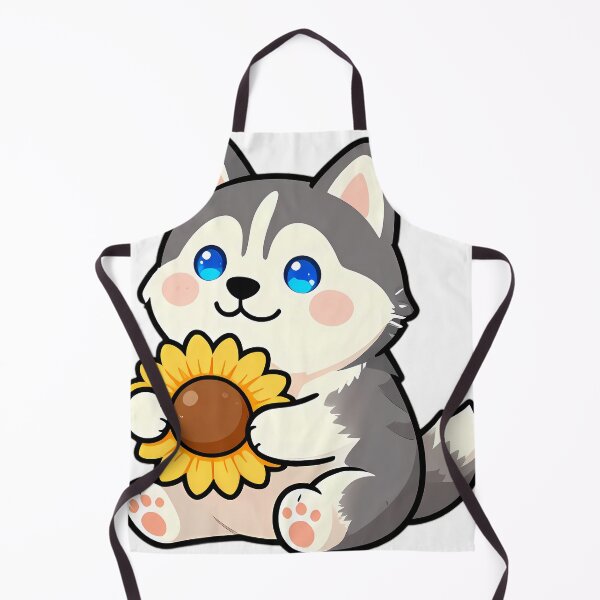 Item preview, Cute Siberian Husky Puppy Hugging Sunflower designed and sold by pumsquare.