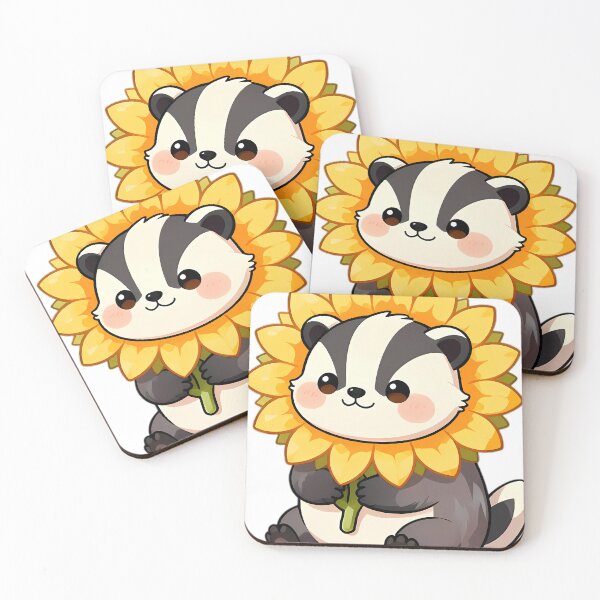 Item preview, Cute European Badger Hugging Sunflower designed and sold by pumsquare.