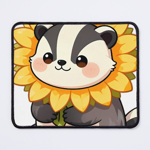Item preview, Cute European Badger Hugging Sunflower designed and sold by pumsquare.