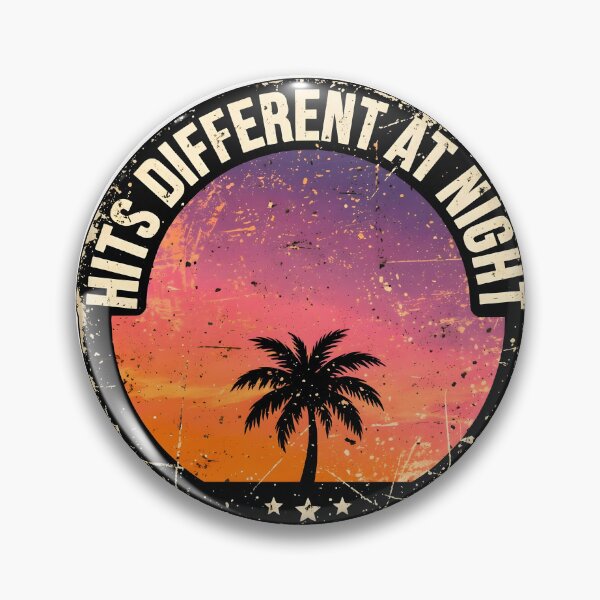 Item preview, Retro Sunset Palm Tree Badge designed and sold by PreeCha Art & Co..