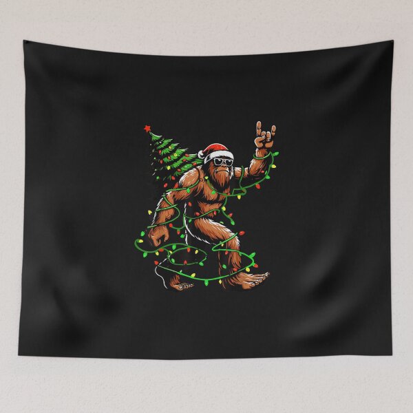 Item preview, Santa Bigfoot Christmas Tree Xmas Lights Funny Sasquatch designed and sold by matnguc1.