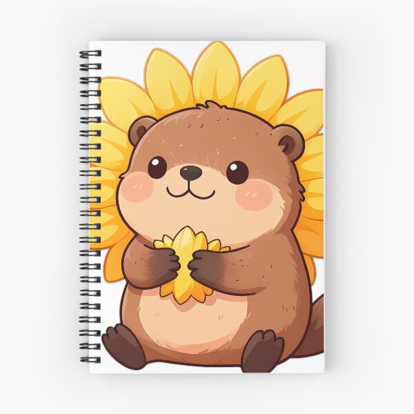 Item preview, Cute Baby Beaver Hugging Sunflower designed and sold by pumsquare.