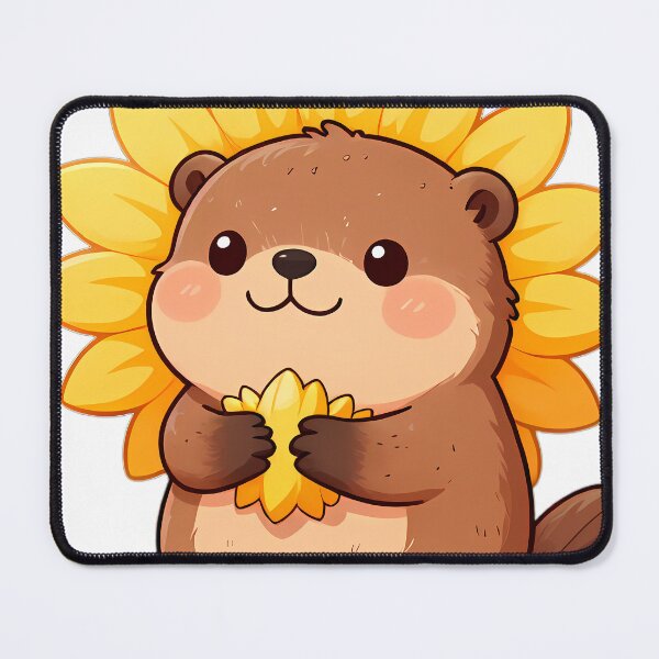 Item preview, Cute Baby Beaver Hugging Sunflower designed and sold by pumsquare.