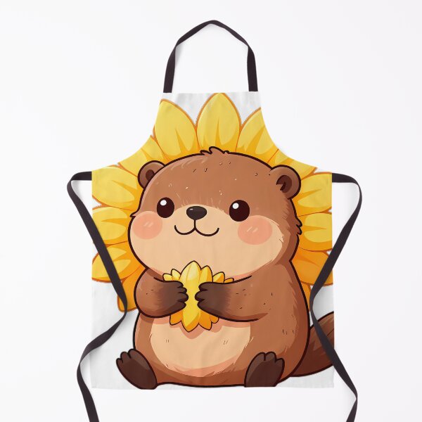 Item preview, Cute Baby Beaver Hugging Sunflower designed and sold by pumsquare.