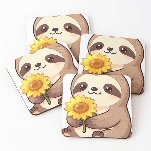 Item preview, Cute Baby Sloth Clutching Sunflower designed and sold by pumsquare.