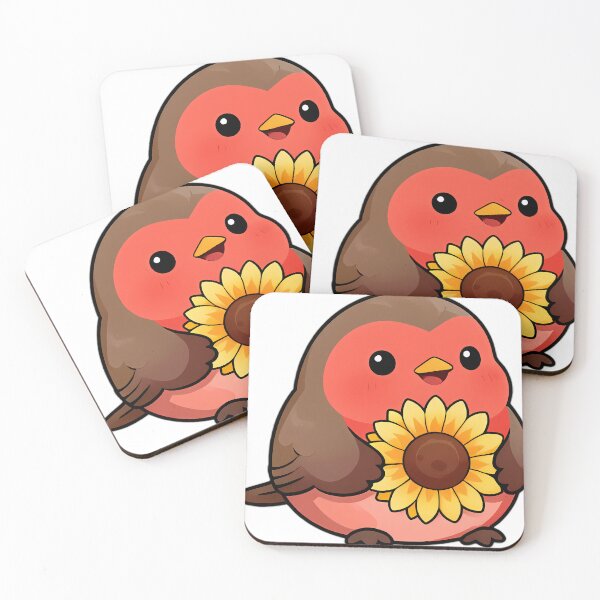 Item preview, Cute Red Robin Songbird with Sunflower designed and sold by pumsquare.