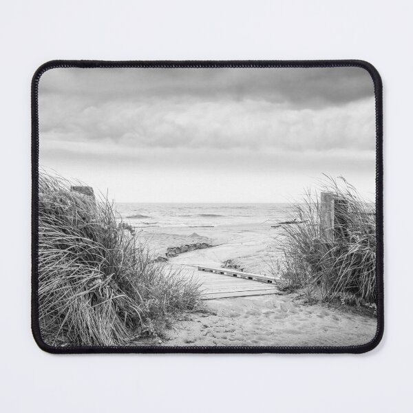 Item preview, Lake Michigan grassy beach in Sheboygan black and white designed and sold by TerraMediaLLC.