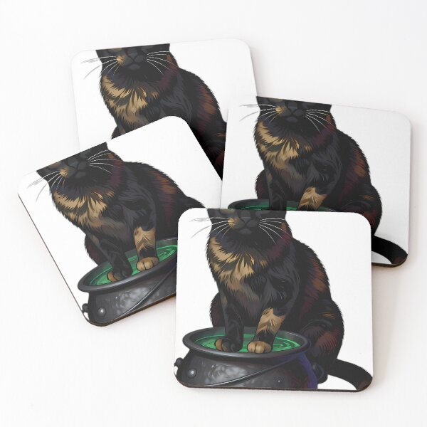 Item preview, Gothic Calico Cat Emerald Brew Cauldron designed and sold by IllumeInk.