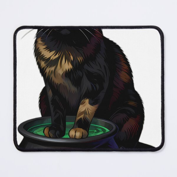 Item preview, Gothic Calico Cat Emerald Brew Cauldron designed and sold by IllumeInk.