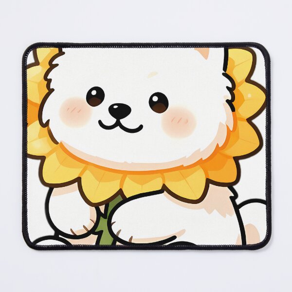 Item preview, Cute Samoyed Puppy Hugging Giant Sunflower designed and sold by pumsquare.