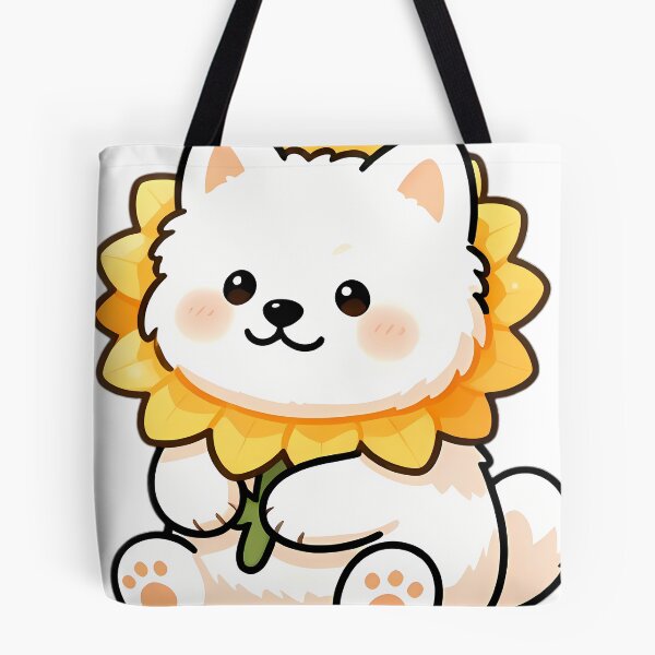 Item preview, Cute Samoyed Puppy Hugging Giant Sunflower designed and sold by pumsquare.