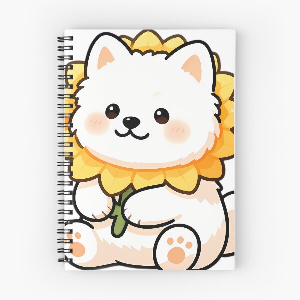 Item preview, Cute Samoyed Puppy Hugging Giant Sunflower designed and sold by pumsquare.