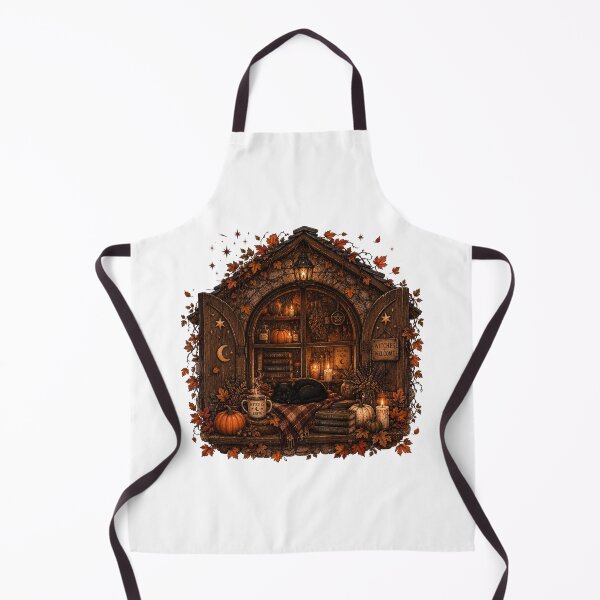 Item preview, Witches Welcome Cozy Autumn Witch Cottage Black Cat designed and sold by FestivityFinds.
