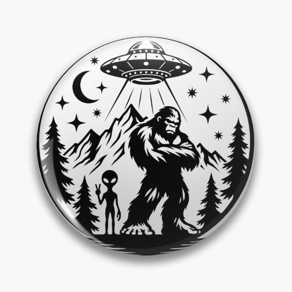 Item preview, Bigfoot & Alien UFO Encounter – Sasquatch Cryptid Night Art designed and sold by Squatchme.