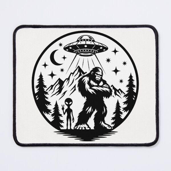 Item preview, Bigfoot & Alien UFO Encounter – Sasquatch Cryptid Night Art designed and sold by Squatchme.