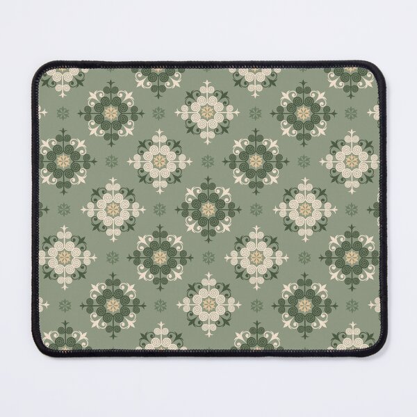 Item preview, Traditional Thai art seamless pattern in olive green tones designed and sold by PowerAntShop.