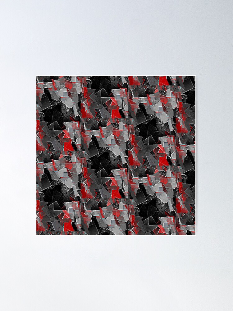 Póster for Sale con la obra «NEGRO Y ROJO Y GRIS, DISEÑO DE DECORACIÓN DE  FORMAS ABSTRACTAS ROJAS CON ROPA FUNKY PARA MODS» de ozcushionstoo