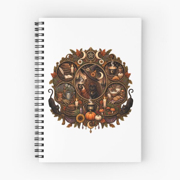 Item preview, Cozy Witch Coffee Black Cat Triple Moon Autumn Emblem designed and sold by FestivityFinds.